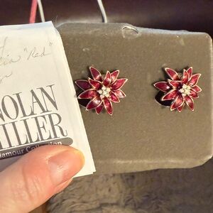 Nolan Miller Red Poinsettia Clip-On Earrings | Glamour Collection